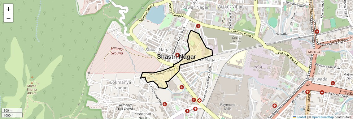 Location Map of Shastri Nagar, Thane