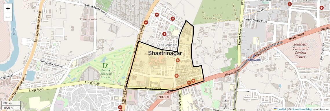 Location Map of Shastrinagar, Pune