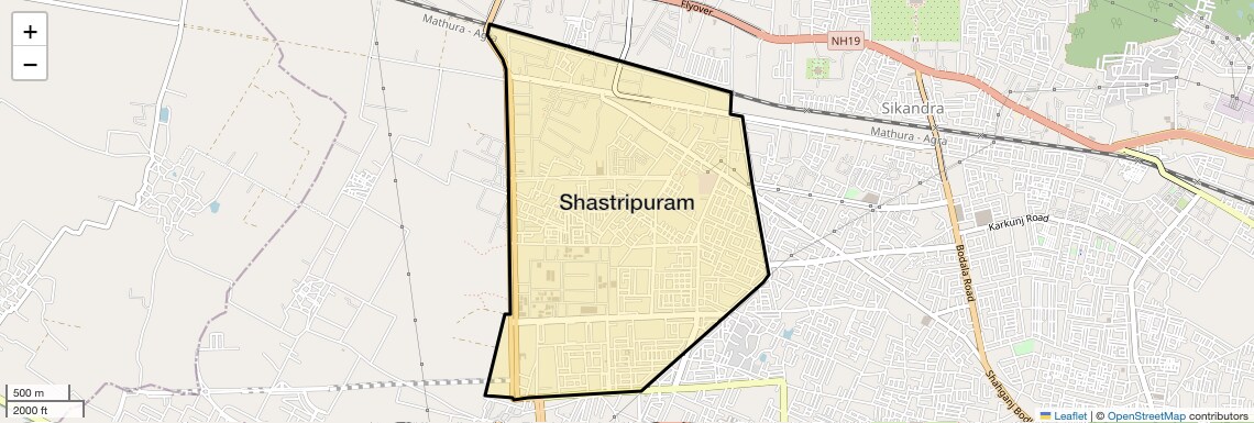 Location Map of Shastripuram, Agra