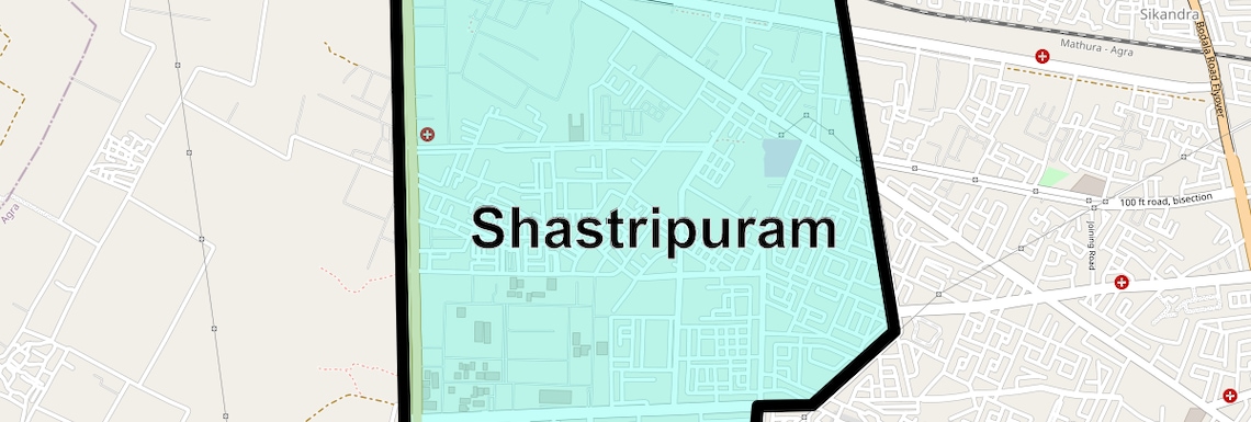 Location Map of Shastripuram, Agra