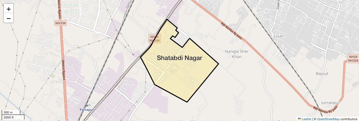 Location Map of Shatabdi Nagar, Meerut