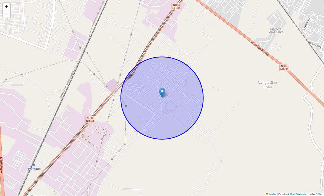 Location Map of Shatabdi Nagar, Meerut