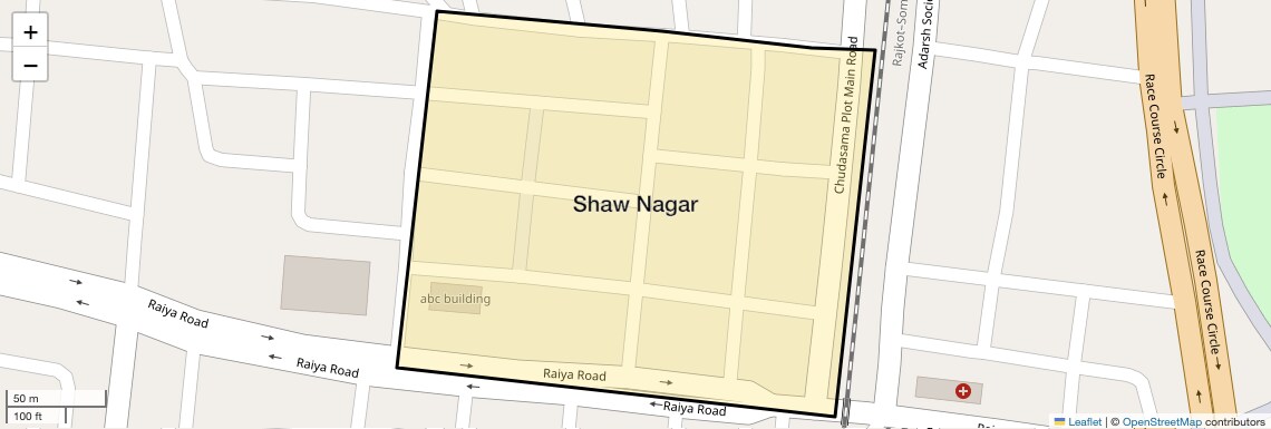 Location Map of Shaw Nagar, Rajkot