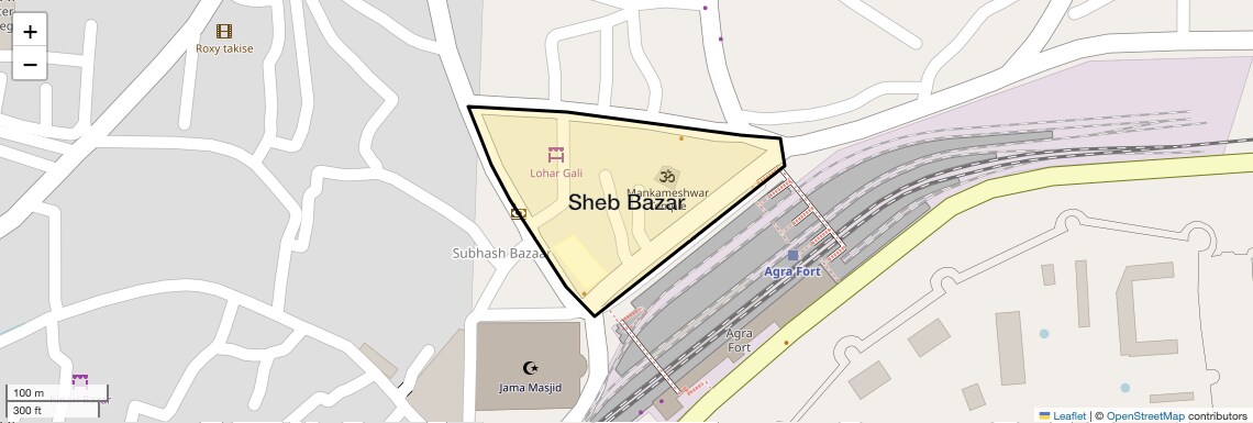 Location Map of Sheb Bazar, Agra