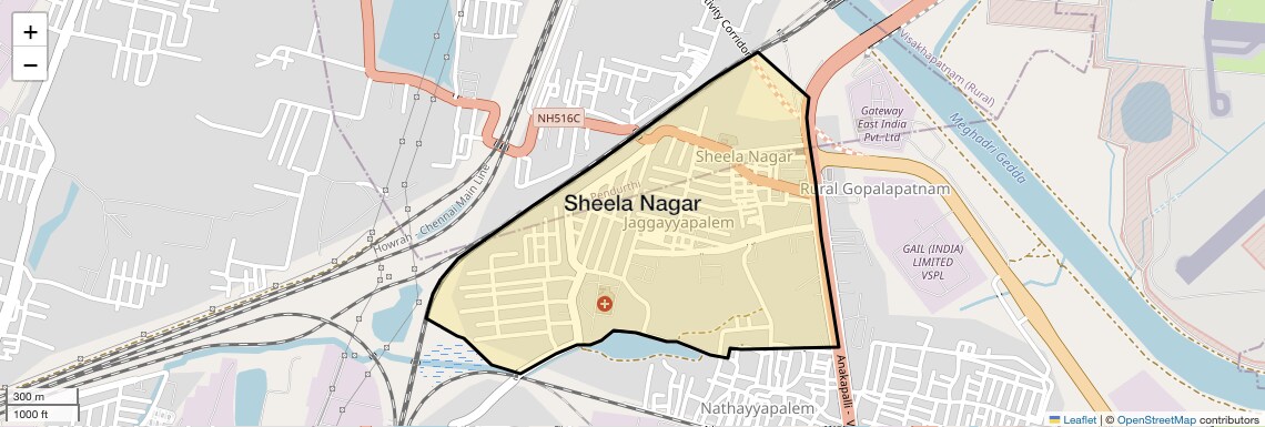 Location Map of Sheela Nagar, Vizag