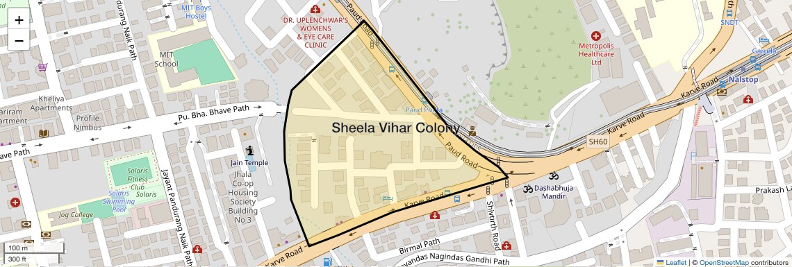Location Map of Sheela Vihar Colony, Pune