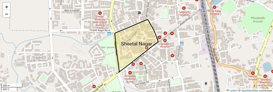 Location Map of Sheetal Nagar, Palghar