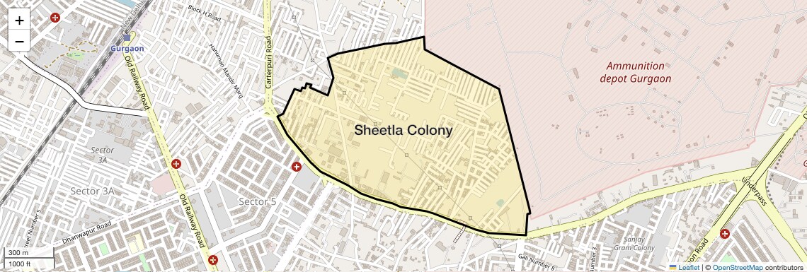 Location Map of Sheetla Colony, Gurgaon