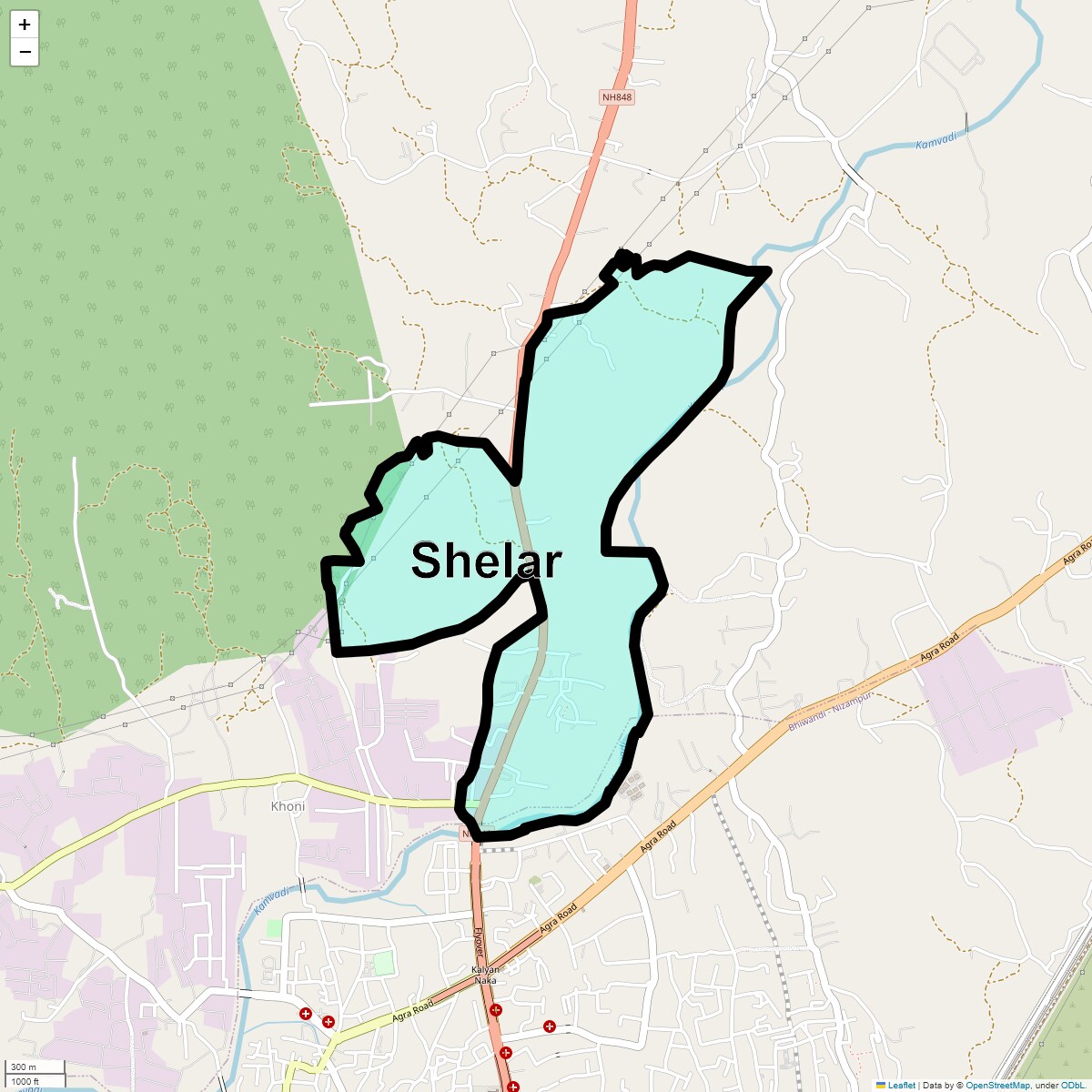 Location Map of Shelar, Thane