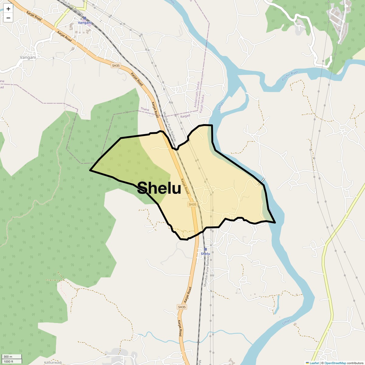 Location Map of Shelu, Navi Mumbai
