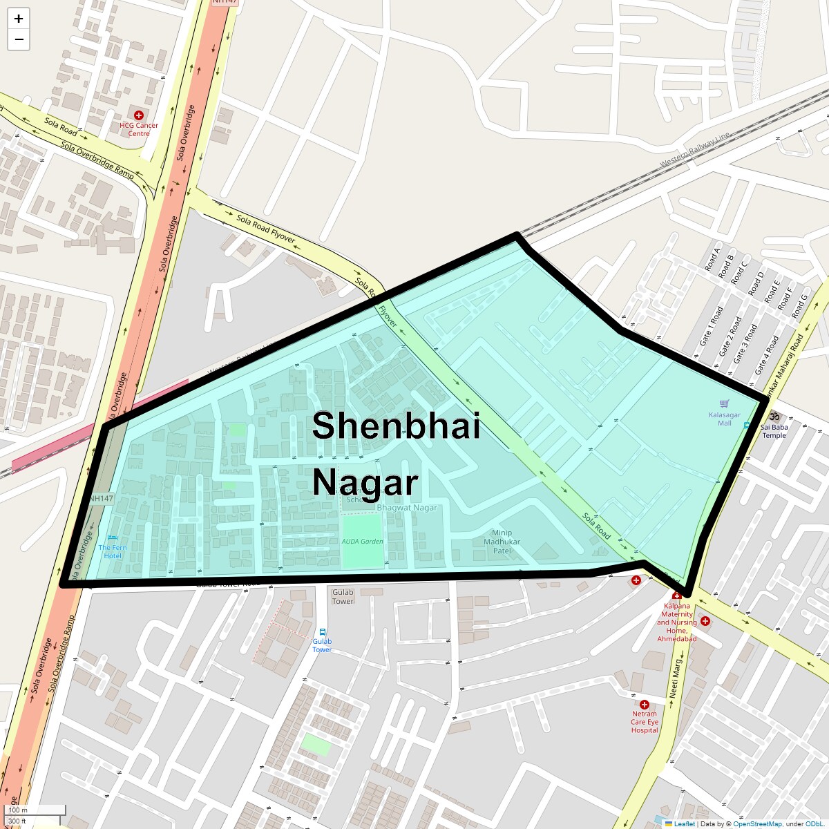 Location Map of Shenbhai Nagar, Ahmedabad