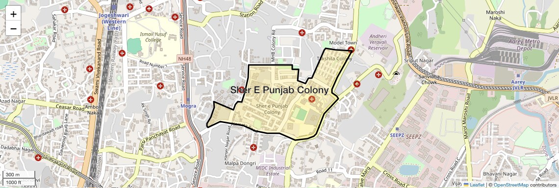 Location Map of Sher E Punjab Colony, Mumbai