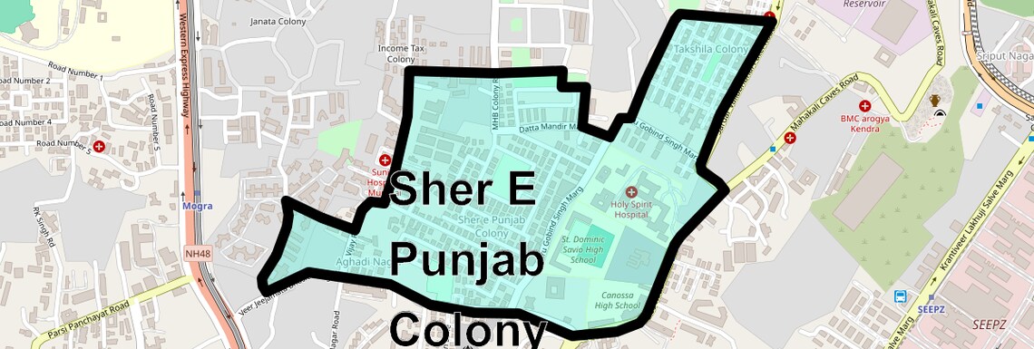 Location Map of Sher E Punjab Colony, Mumbai