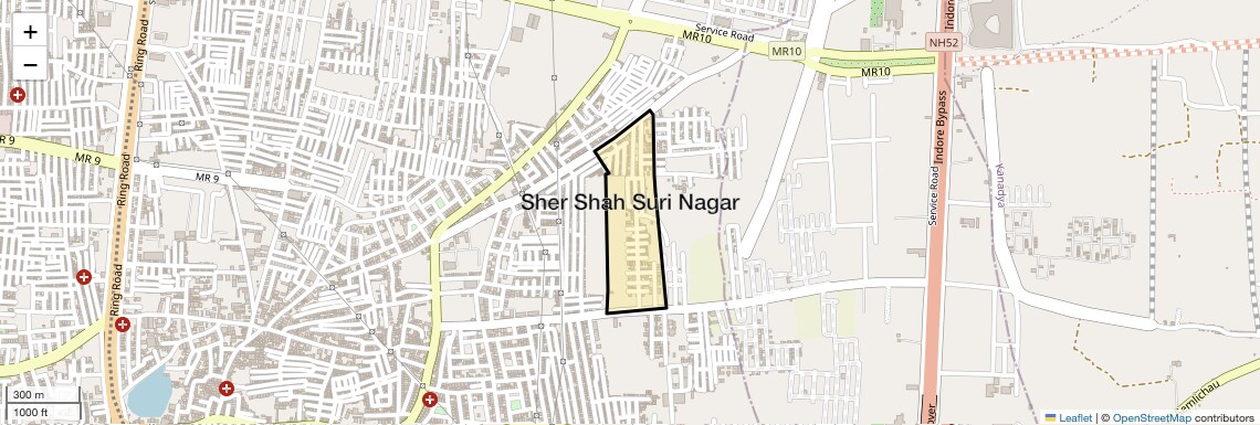 Location Map of Sher Shah Suri Nagar, Indore