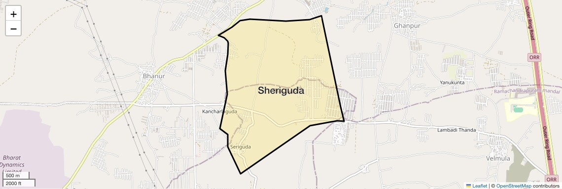 Location Map of Sheriguda, Hyderabad