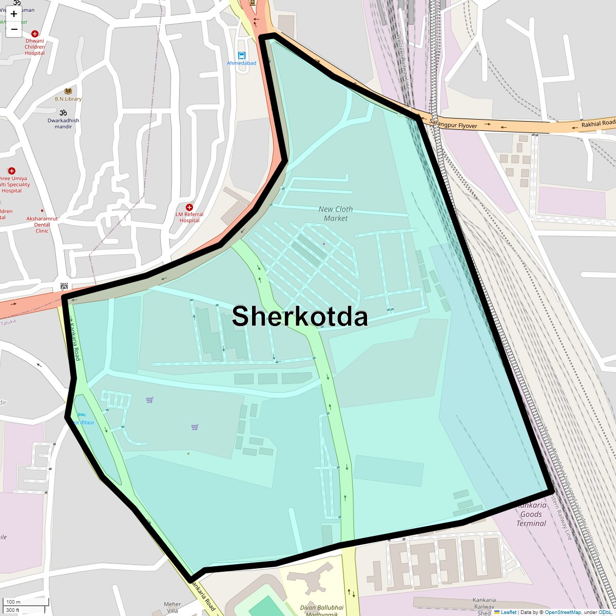 Location Map of Sherkotda, Ahmedabad