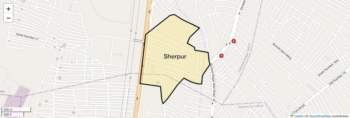 Location Map of Sherpur, Delhi