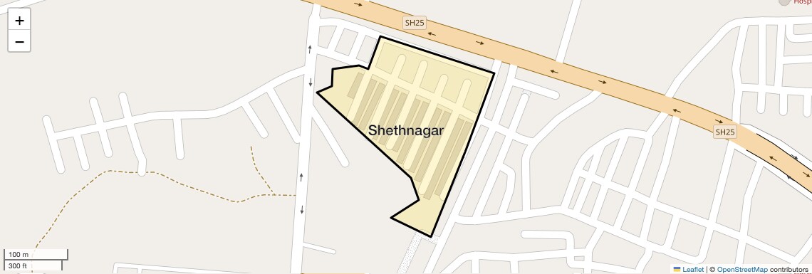 Location Map of Shethnagar, Rajkot