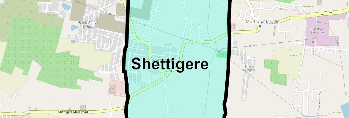 Location Map of Shettigere, Bangalore