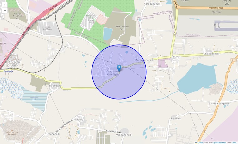 Location Map of Shettigere Main Road