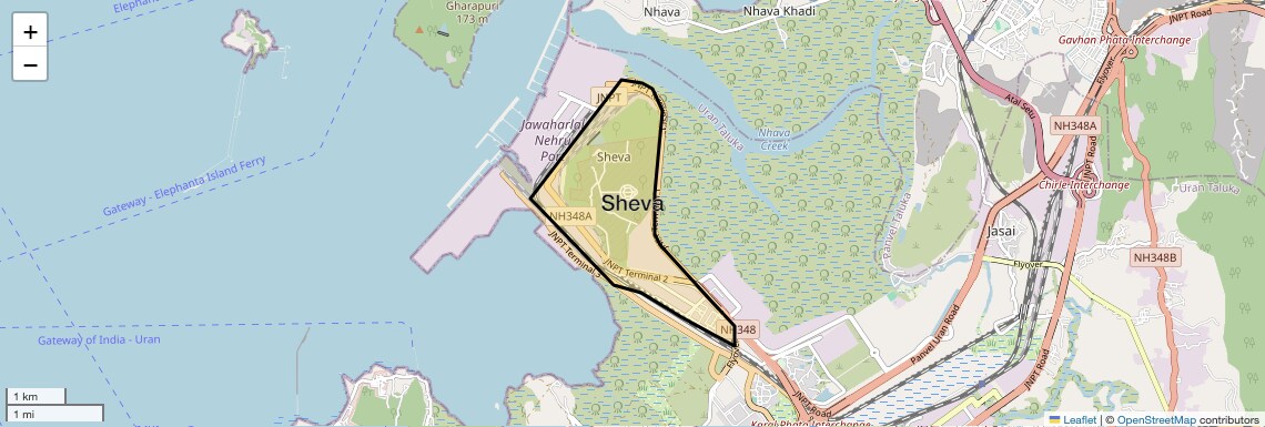 Location Map of Sheva, Navi Mumbai