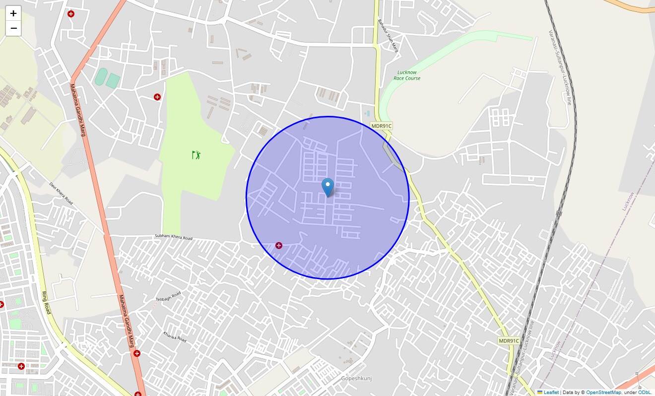 Location Map of Shia Lines, Lucknow