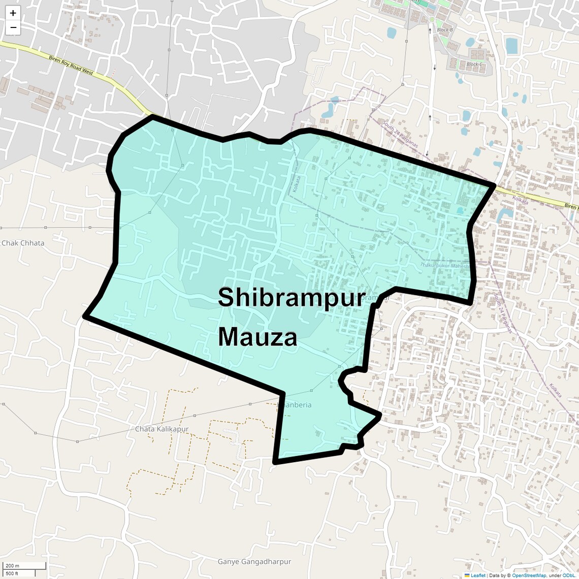 Location Map of Shibrampur Mauza, Kolkata