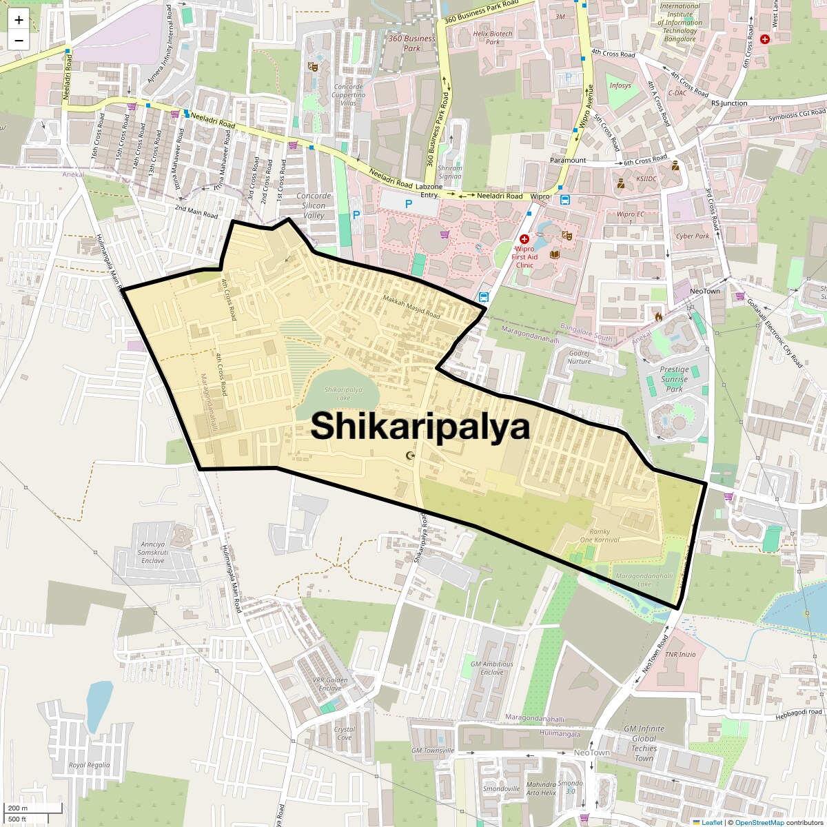 Location Map of Shikaripalya, Bangalore