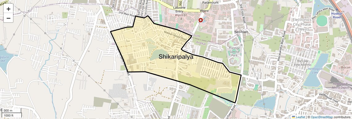Location Map of Shikaripalya, Bangalore