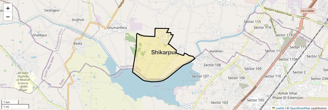Location Map of Shikarpur, Delhi
