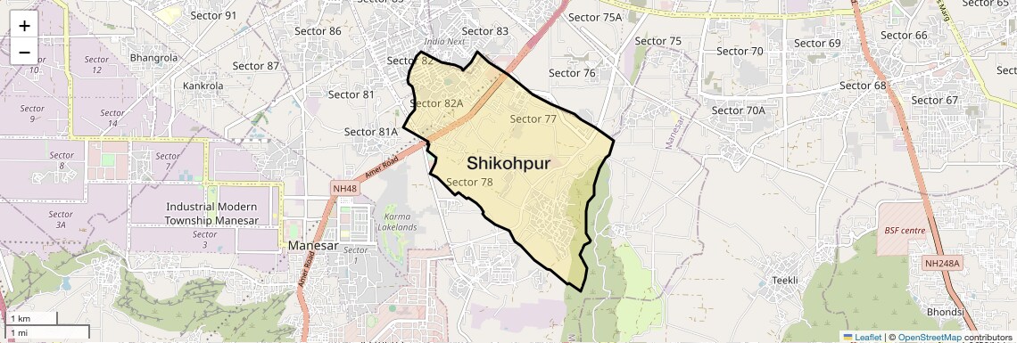 Location Map of Shikohpur, Gurgaon