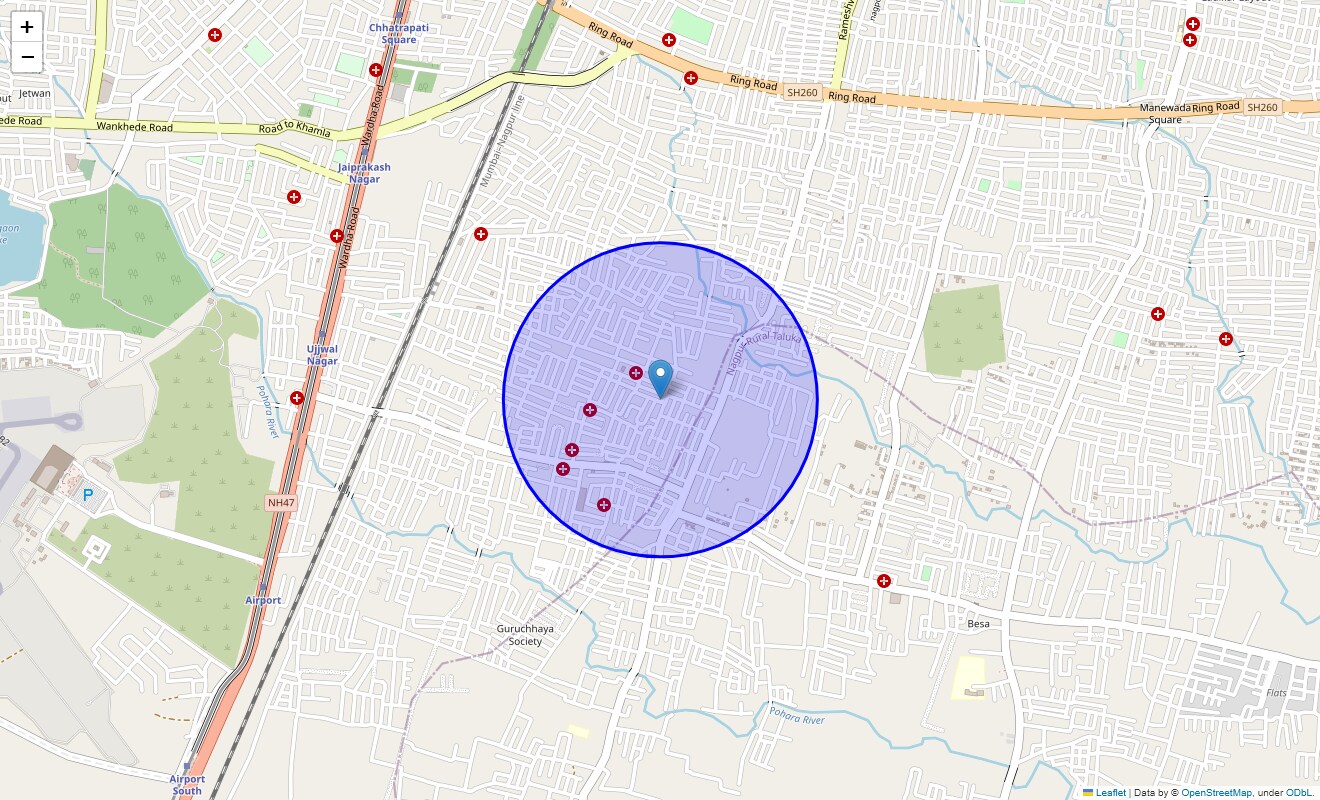Location Map of Shilpa Society, Nagpur