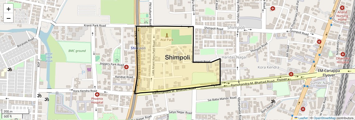 Location Map of Shimpoli, Mumbai