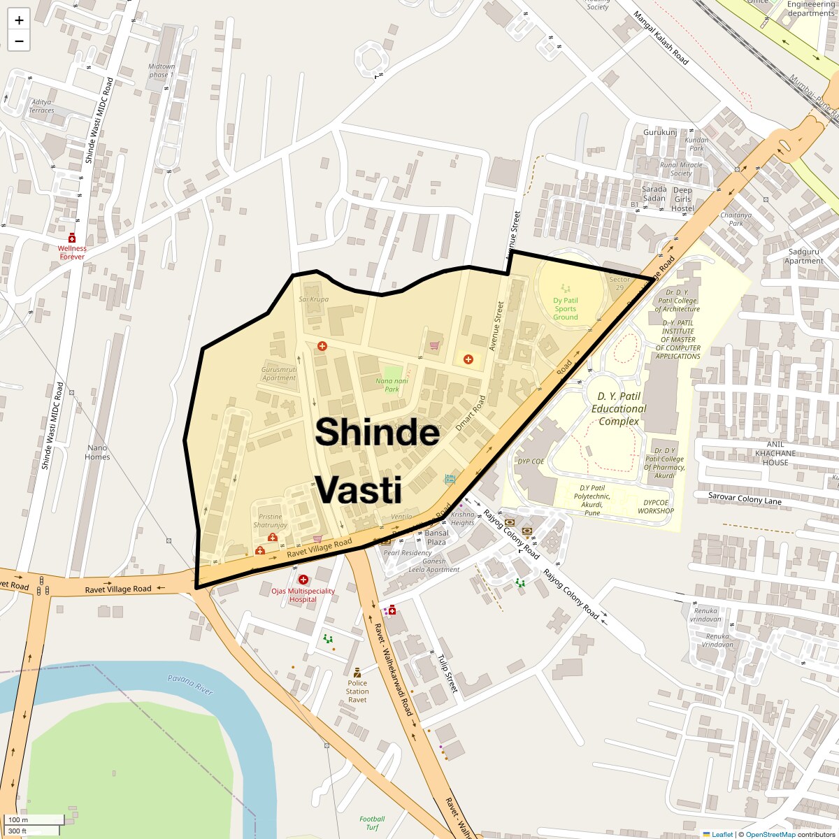 Location Map of Shinde Vasti, Pune