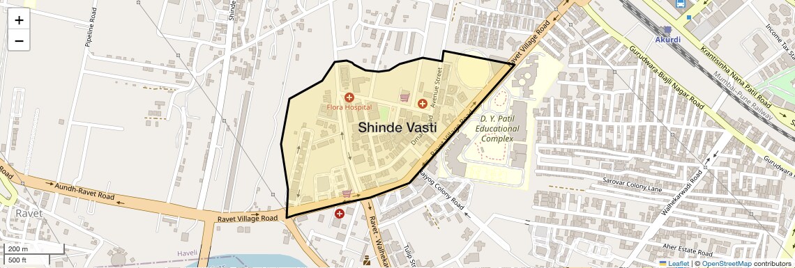 Location Map of Shinde Vasti, Pune