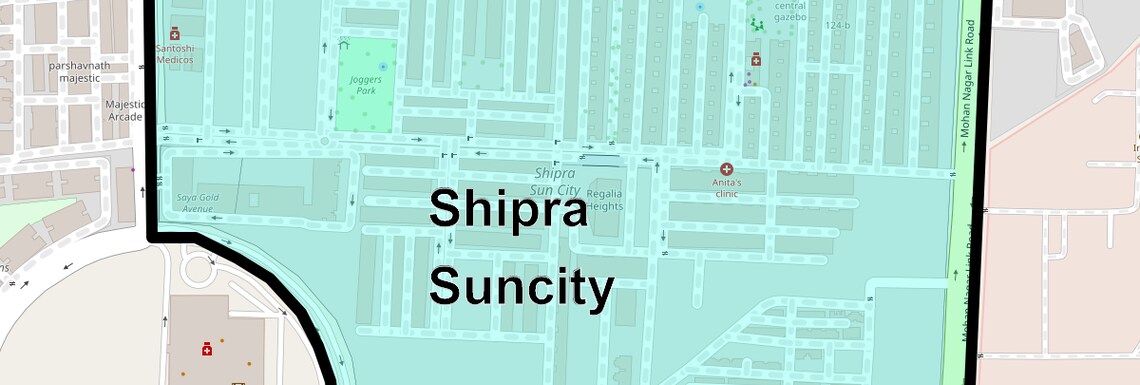 Location Map of Shipra Suncity, Ghaziabad