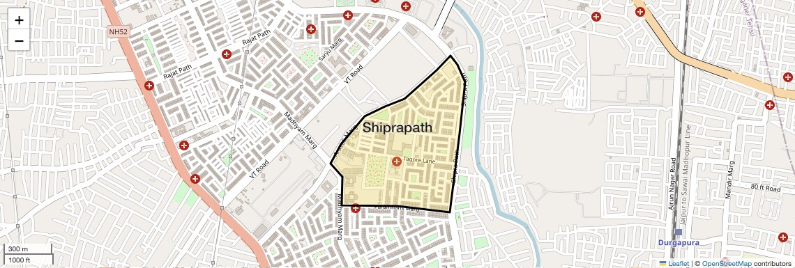 Location Map of Shiprapath, Jaipur