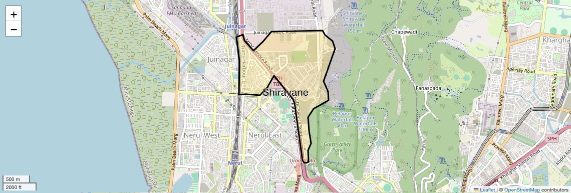 Location Map of Shiravane, Navi Mumbai