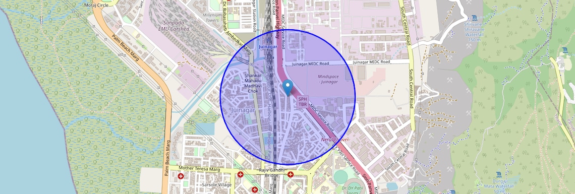 Location Map of Shiravane Sector 1, Navi Mumbai