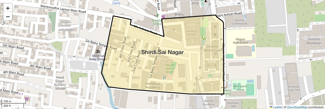 Location Map of Shirdi Sai Nagar, Bangalore