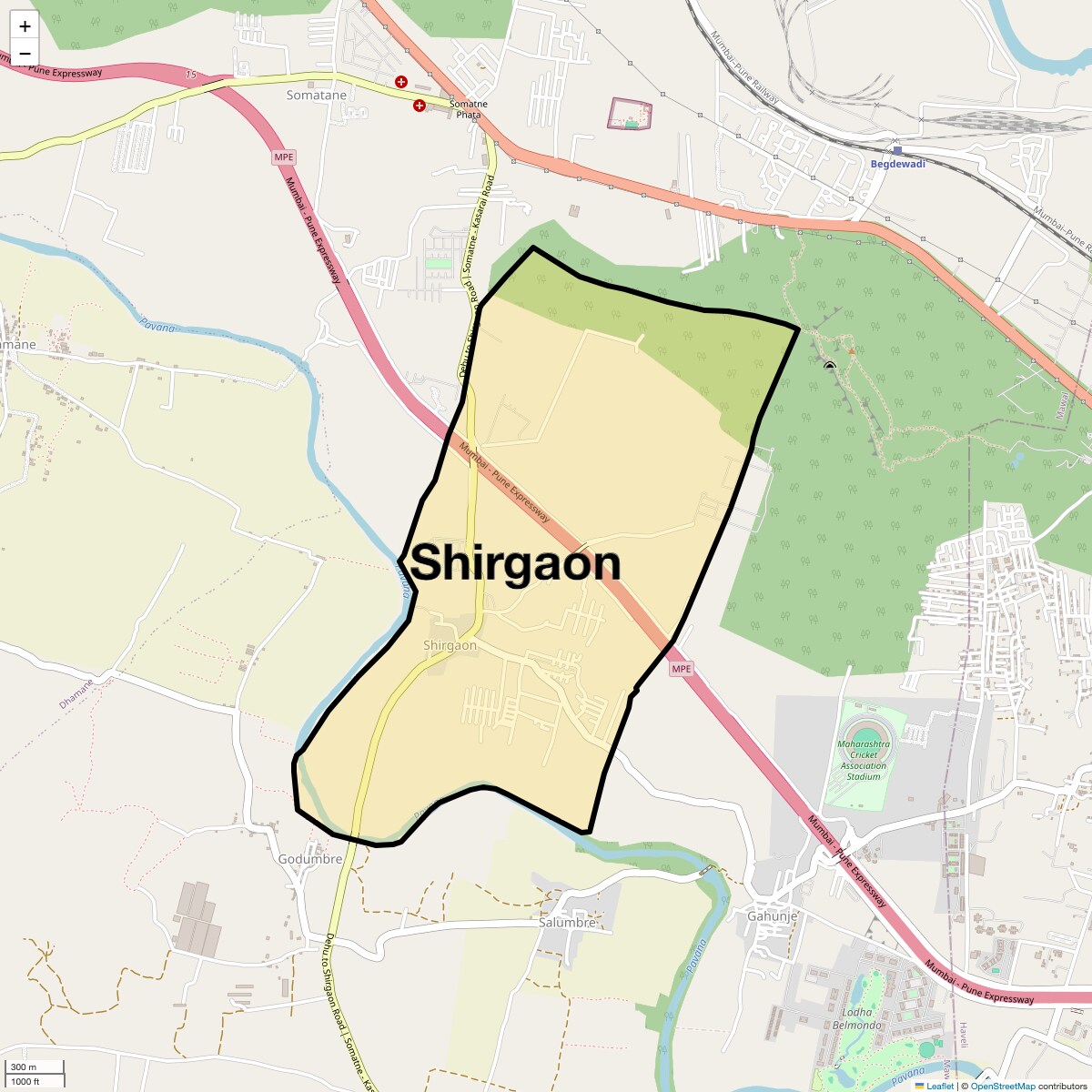 Location Map of Shirgaon, Pune