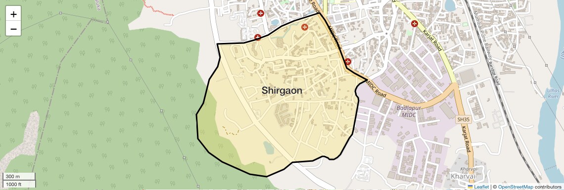 Location Map of Shirgaon, Thane
