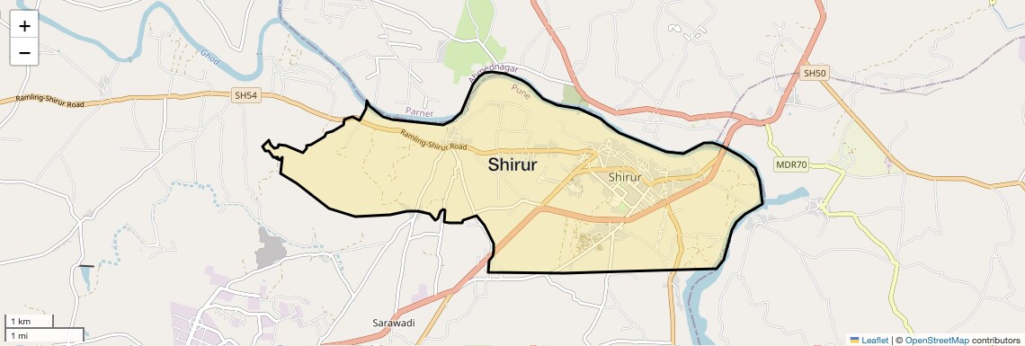 Location Map of Shirur, Pune
