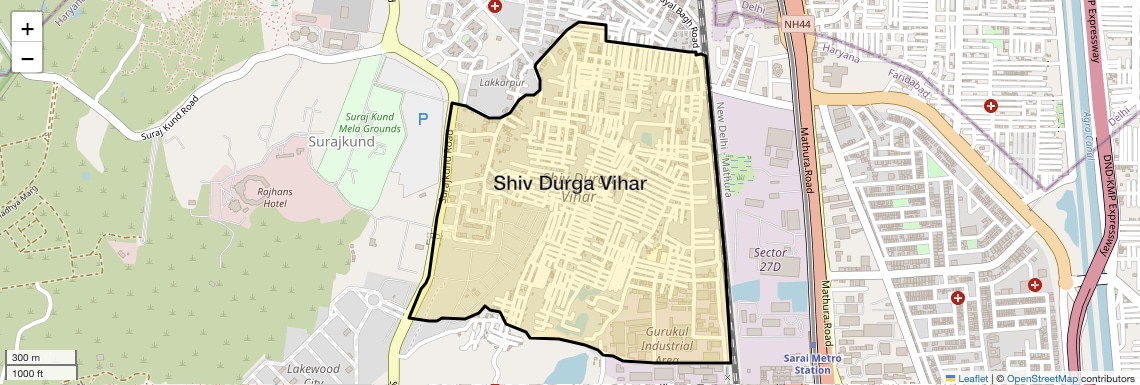 Location Map of Shiv Durga Vihar, Faridabad