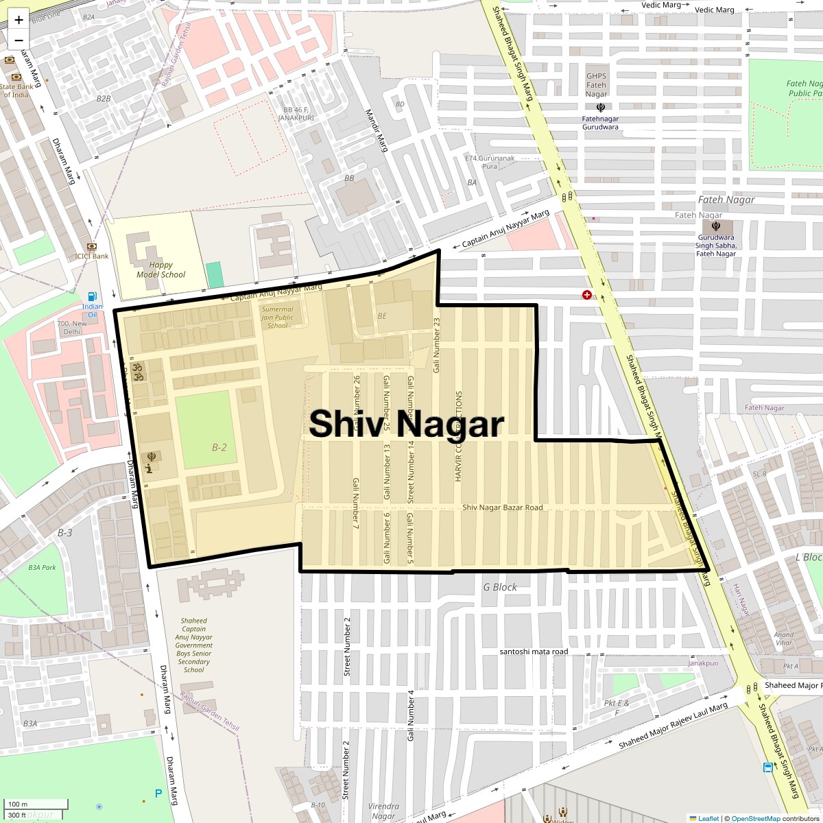 Location Map of Shiv Nagar, Delhi