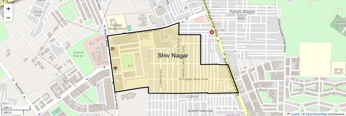 Location Map of Shiv Nagar, Delhi