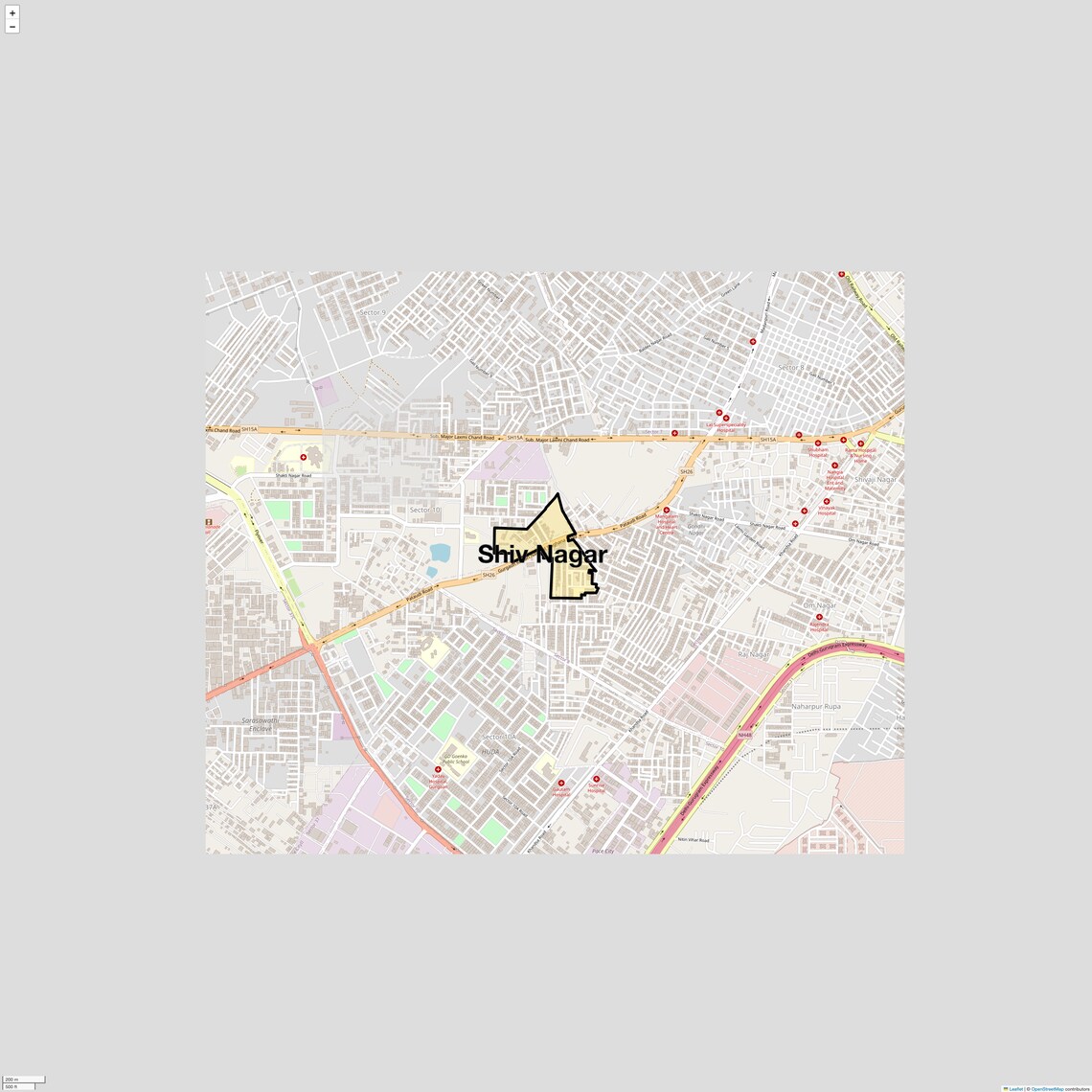 Location Map of Shiv Nagar, Gurgaon