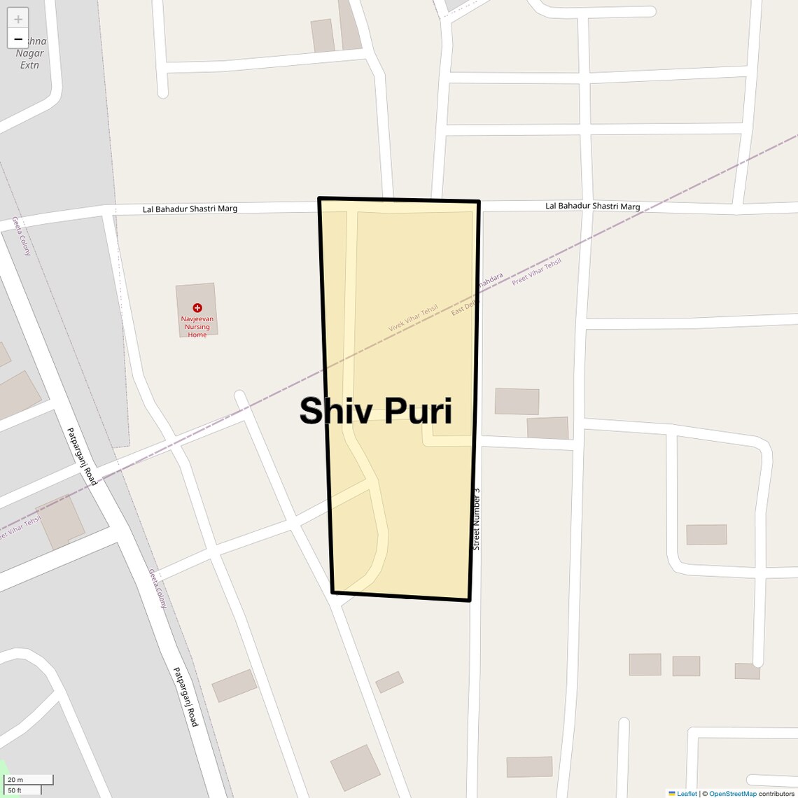 Location Map of Shiv Puri, Delhi