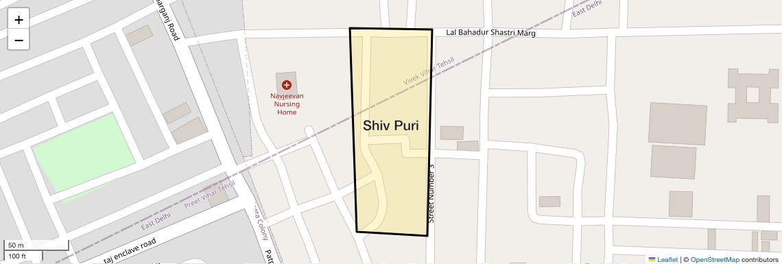 Location Map of Shiv Puri, Delhi