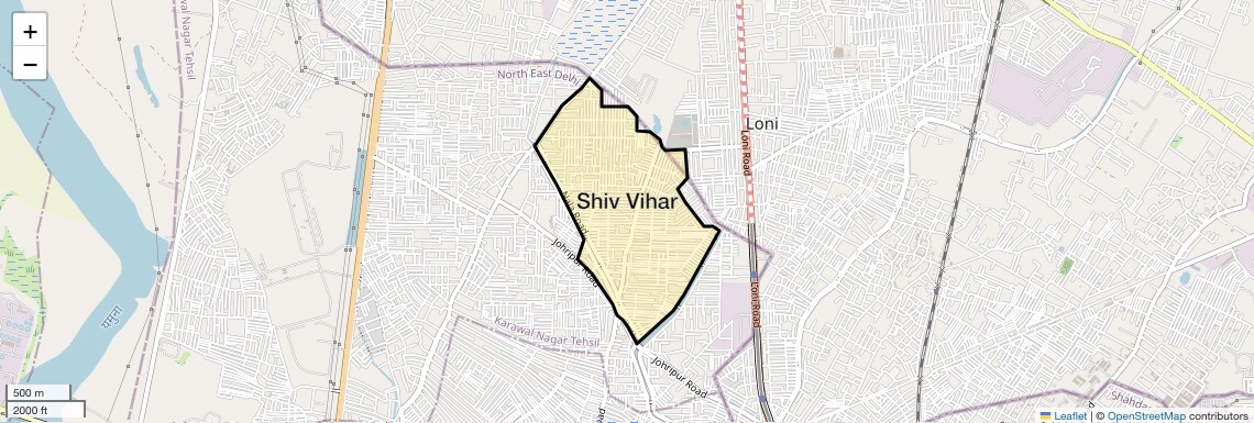 Location Map of Shiv Vihar, Delhi